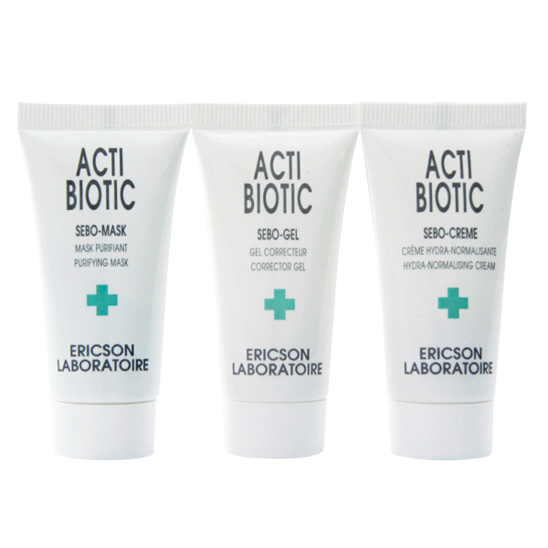 Ericson Laboratoire Mini-kit Acti-Biotic Мини-набор для решения проблем жирной кожи, 10 мл + 10 мл + 10 мл