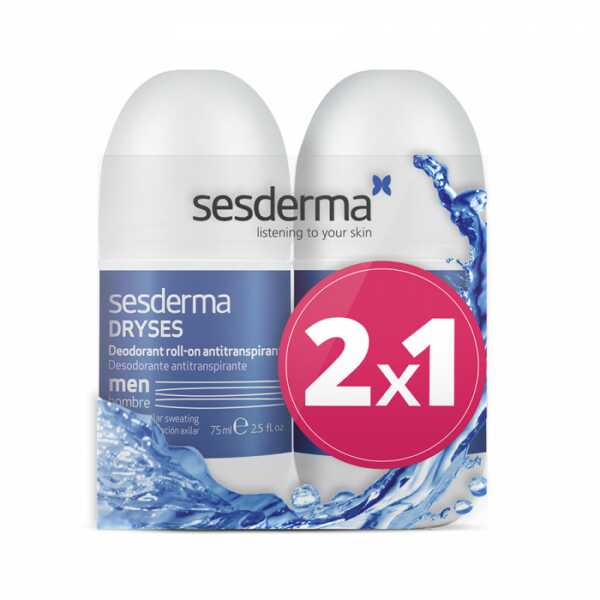 Sesderma DRYSES Deodorant roll-on antiperspirant Дезодорант-антиперспирант для мужчин против чрезмерного потоотделения, 75 мл + 75 мл