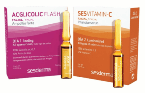 Sesderma Treatment flash peeling + Luminosity (C-VIT SERUM 12% + ACGLICOLIC C FORTE) Набор для домашнего пилинга «СИЯНИЕ» (C-VIT Сыворотка Интенсивная 12% + Средство в ампулах Форте с гликолевой кислотой), 1,5 мл + 1,5 мл